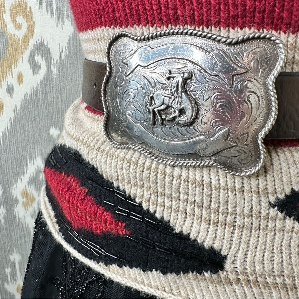 Ralph Lauren * 2011 Hand-Knit Red Beacon Blanket Beaded Halter with Silk Scarf - Picture 4 of 16